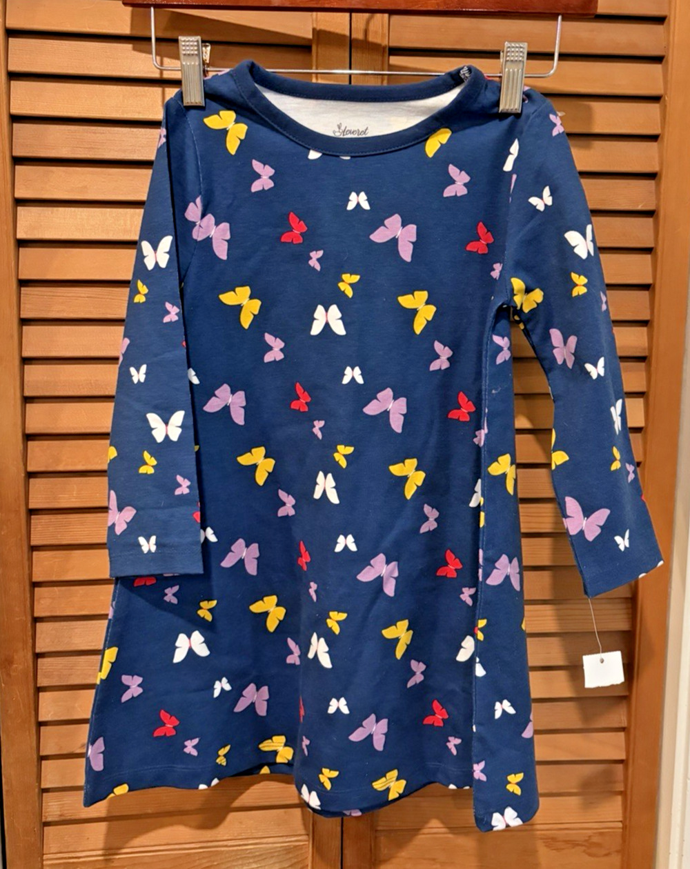 NWT Girls Leveret Blue Butterfly All Over print Dress 100% Cotton Size 5 Years